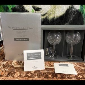 Waterford Crystal The Millennium Collection Toasting Goblets RARE First Toast